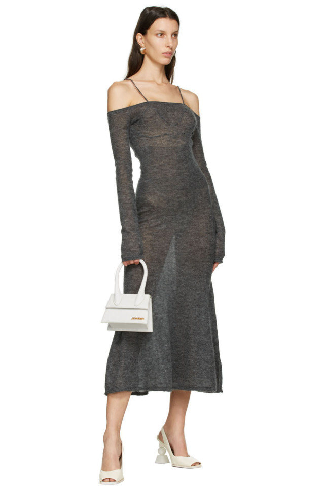 Grey Mohair 'La Robe Maille Lauris' Long Dress by Jacquemus on Sale