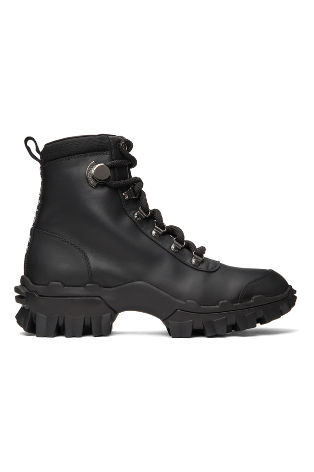 Moncler: Black Leather Helis Boots 