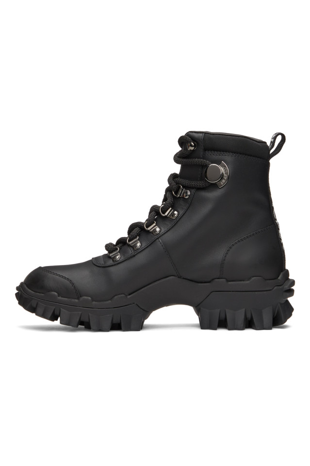 Moncler: Black Leather Helis Boots | SSENSE