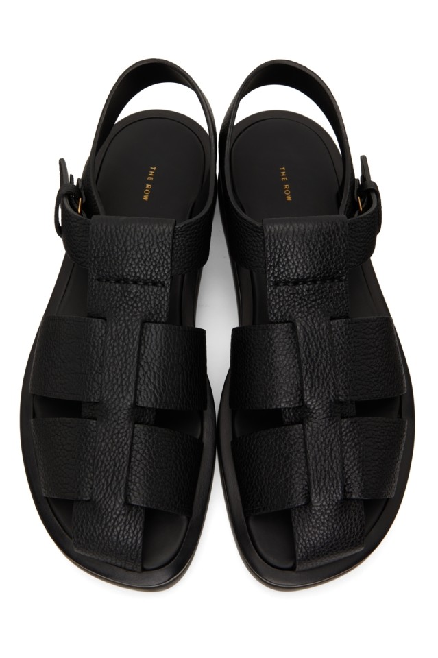Black Fisherman Sandals by The Row on Sale