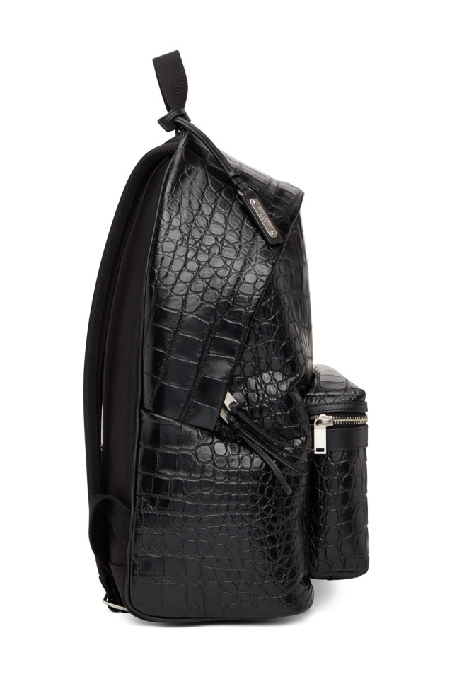 Saint Laurent: Black Croc City Backpack 