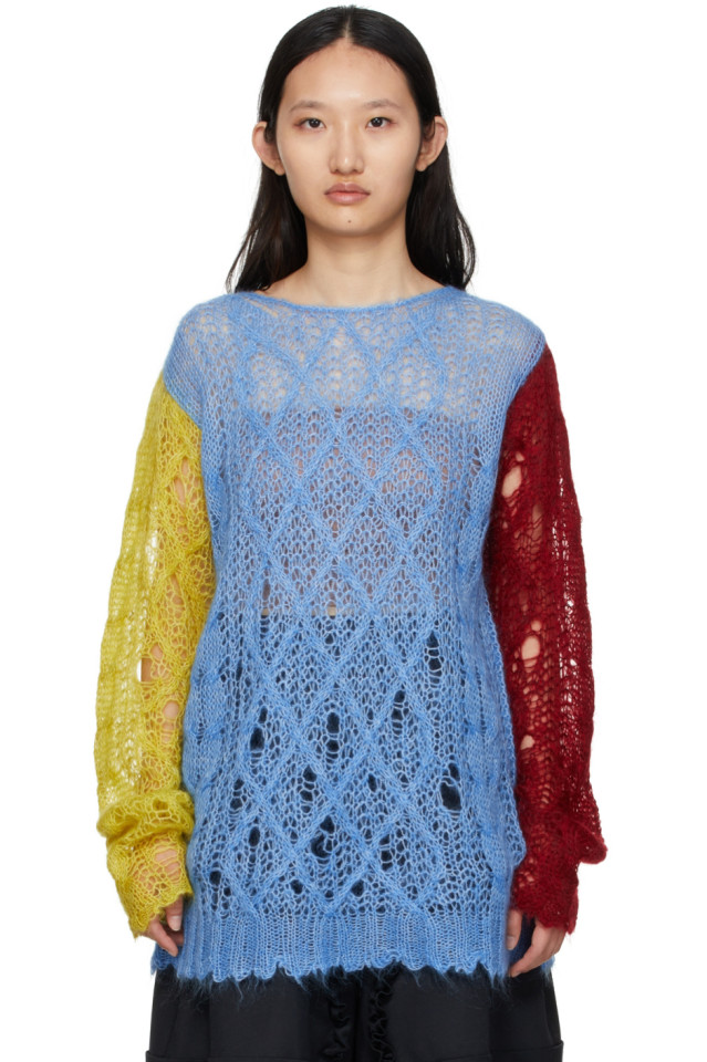 Blue Open Cable Knit Sweater by Charles 