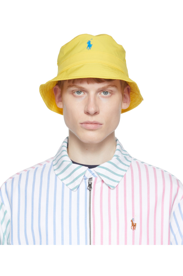 Yellow 'The Earth' Bucket Hat by Polo Ralph Lauren on Sale