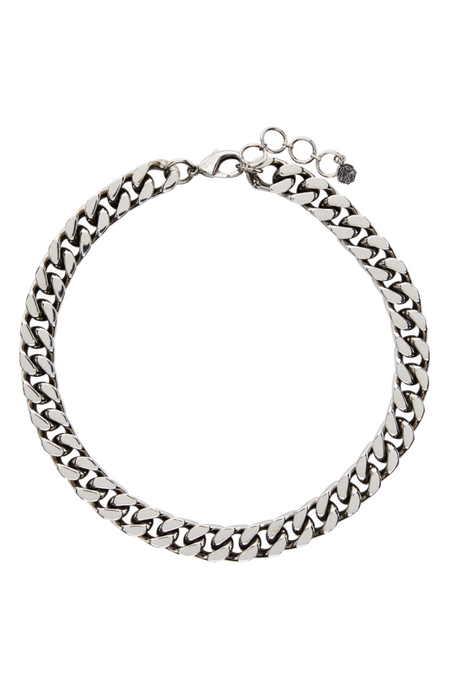 Silver Curb Chain Choker Necklace 