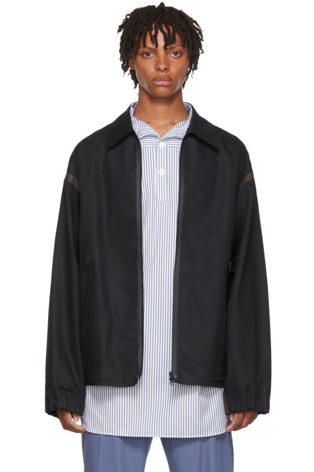Black Cotton Jacket by Dries Van Noten on Sale