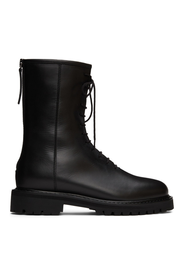 Black Leather Combat Boots by Legres on 