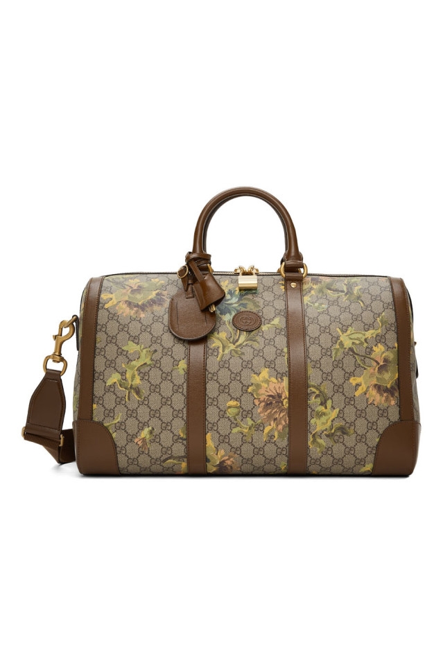 Gucci: Brown GG Carnation Print Duffle 