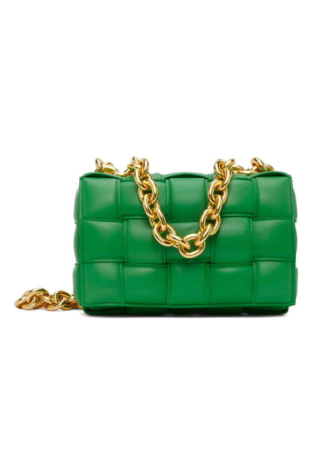 Bottega Veneta: Green Chain Cassette Shoulder Bag | SSENSE