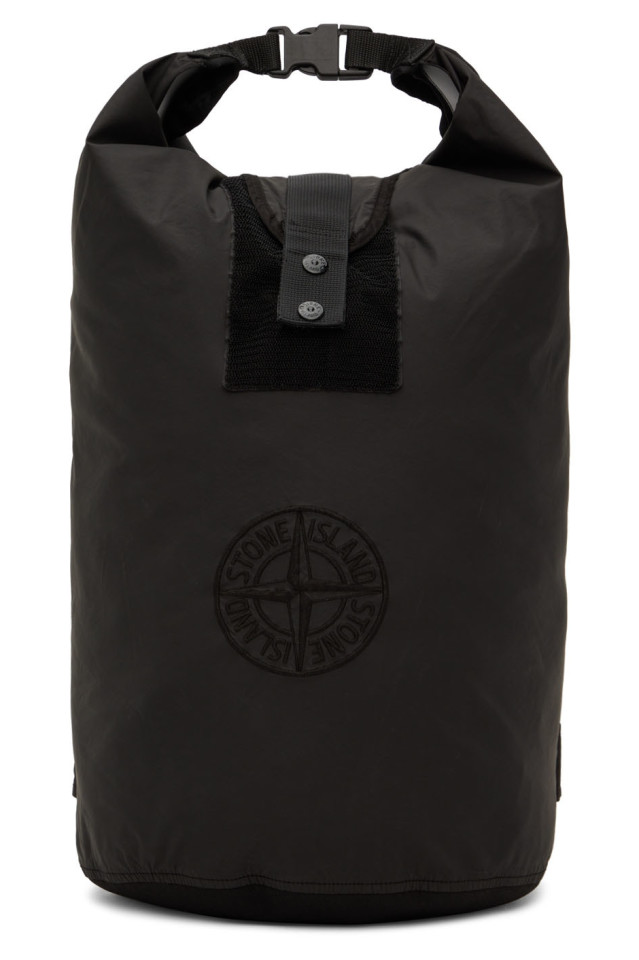 Black Roll Top Backpack by Stone Island 