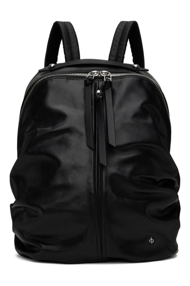Black Leather Commuter Backpack 