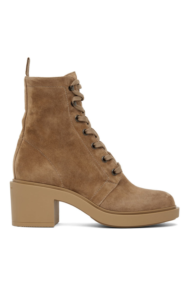 Gianvito Rossi: Tan Suede Foster Ankle 