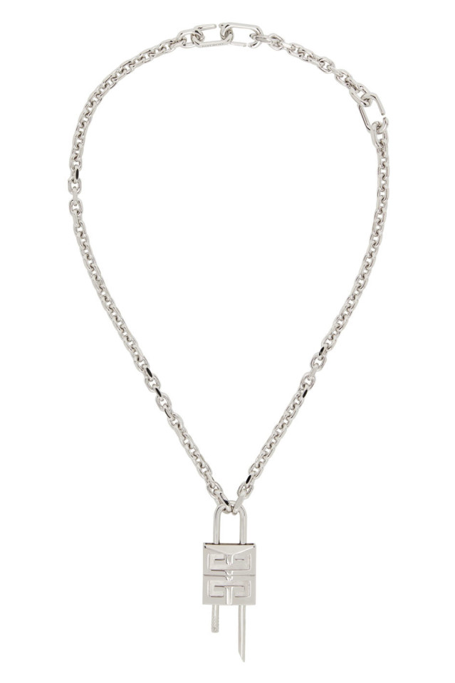 Givenchy: Silver 4G Lock Necklace | SSENSE