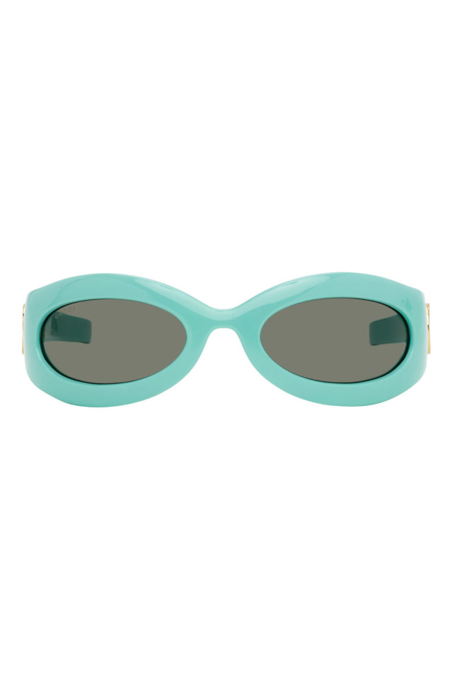 Gucci: Blue Oval Sunglasses | SSENSE