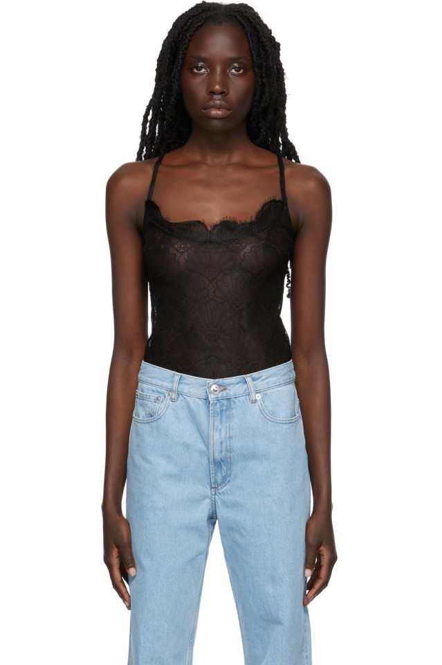 Black Spaghetti Strap Bodysuit