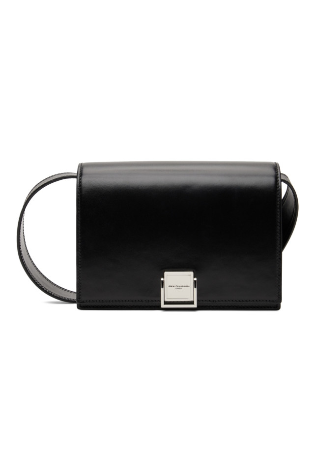 Black Leather Crossbody Messenger Bag TRENBE