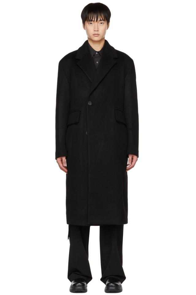 Black single cheap breasted coat