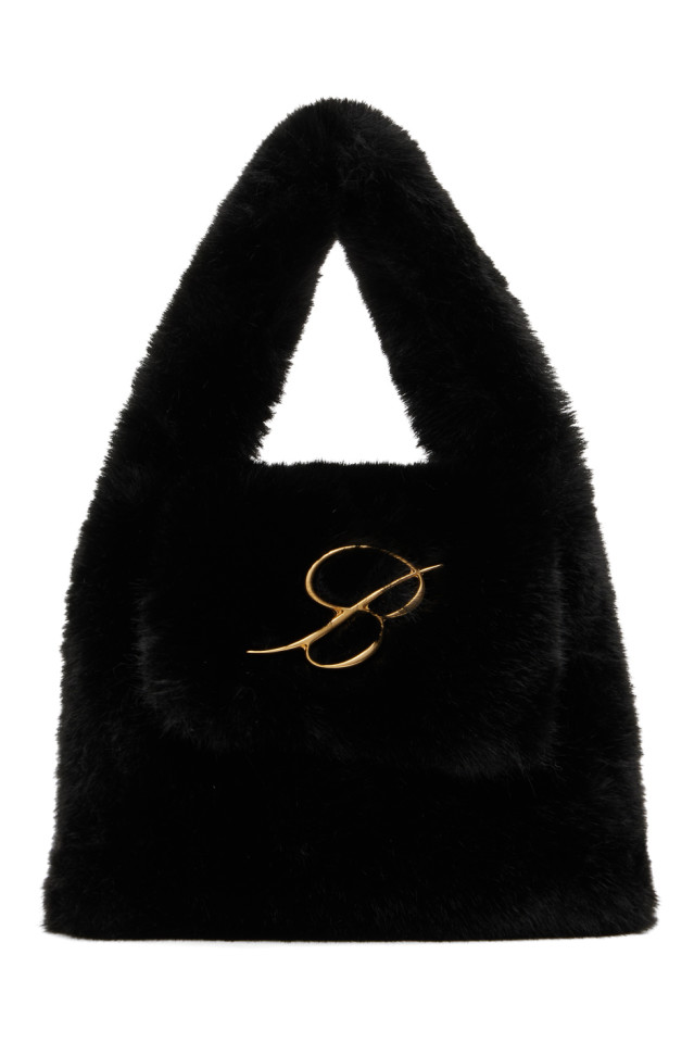 Black faux fur handbag sale