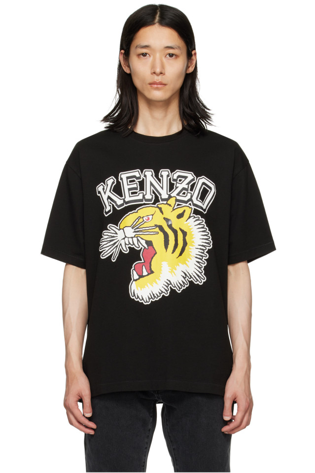 Black Kenzo Paris Varsity Jungle Tiger T Shirt