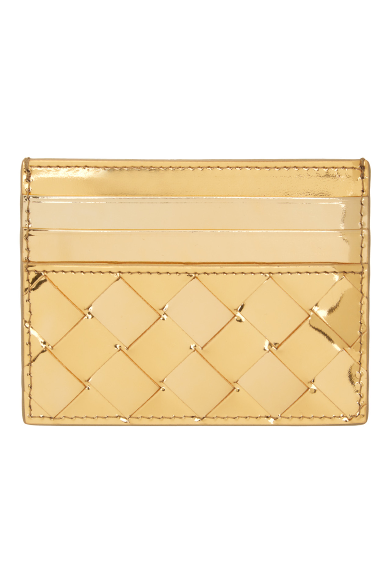 Bottega Veneta Gold Intrecciato Card Holder