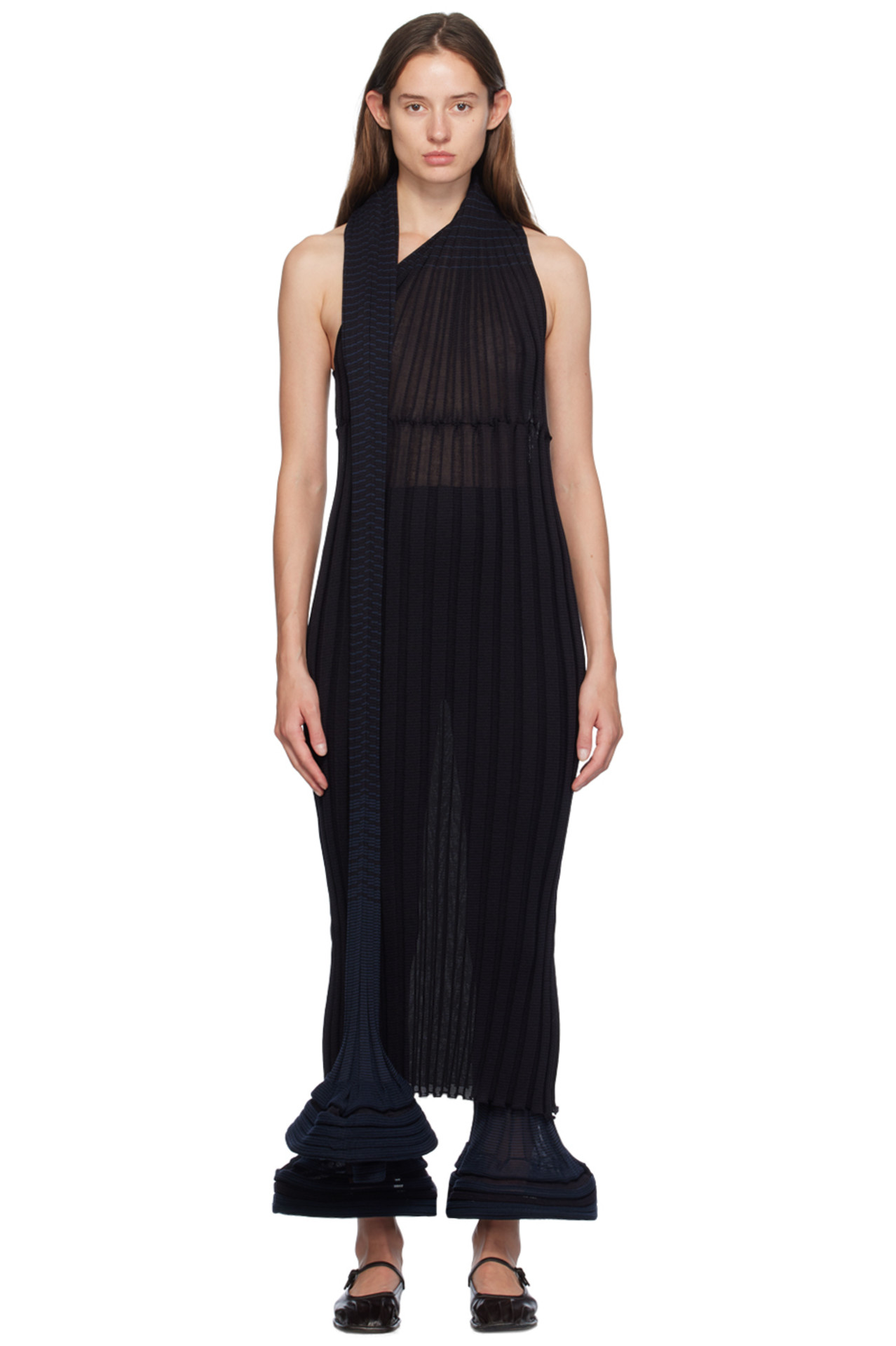 SSENSE Black & Navy Asagao Maxi Dress