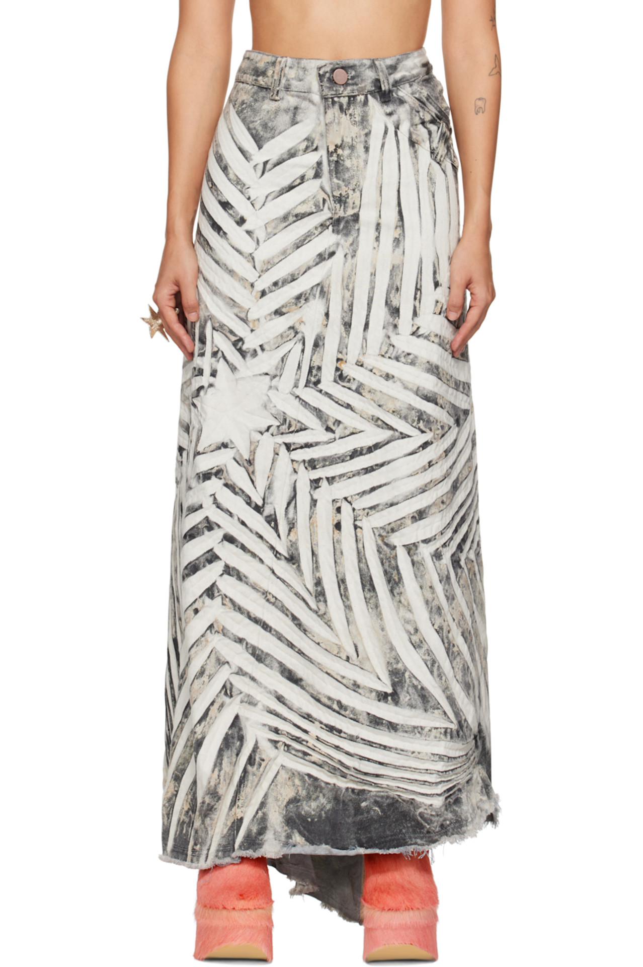 SSENSE SSENSE Exclusive White & Black Denim Maxi Skirt