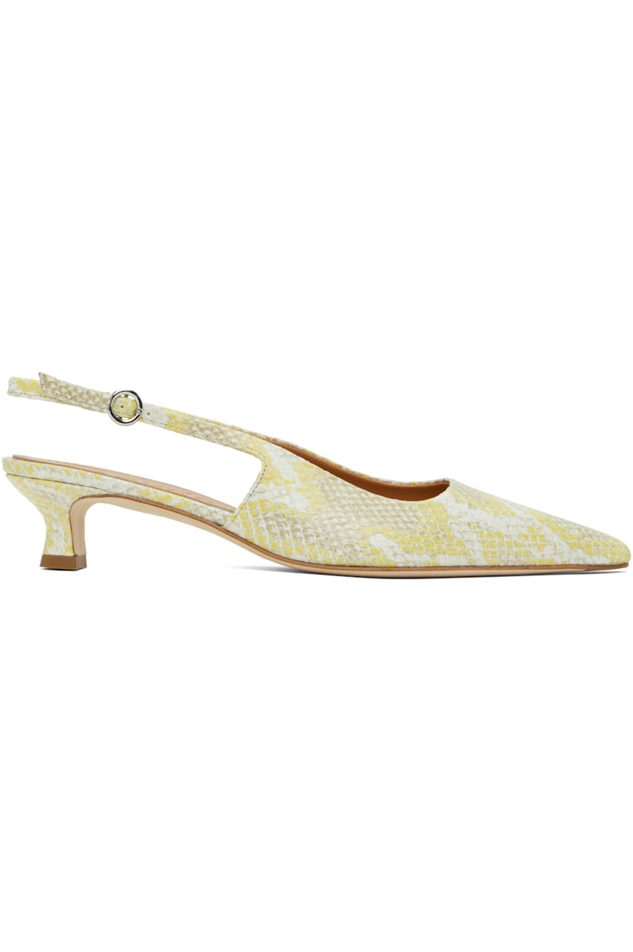 SSENSE Yellow Catrina Leather Slingback Heels