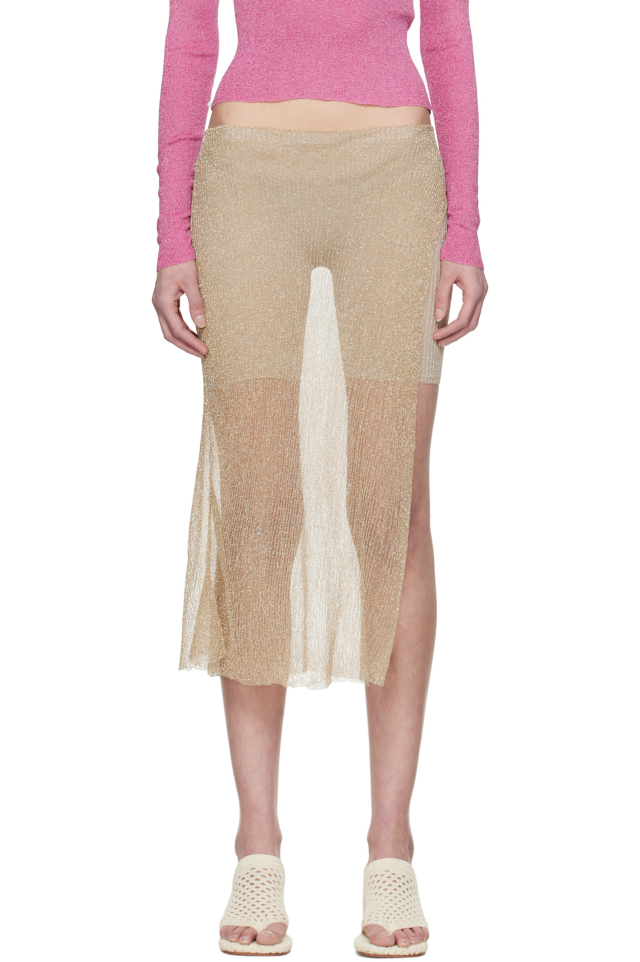 SSENSE Gold Wrap Midi Skirt