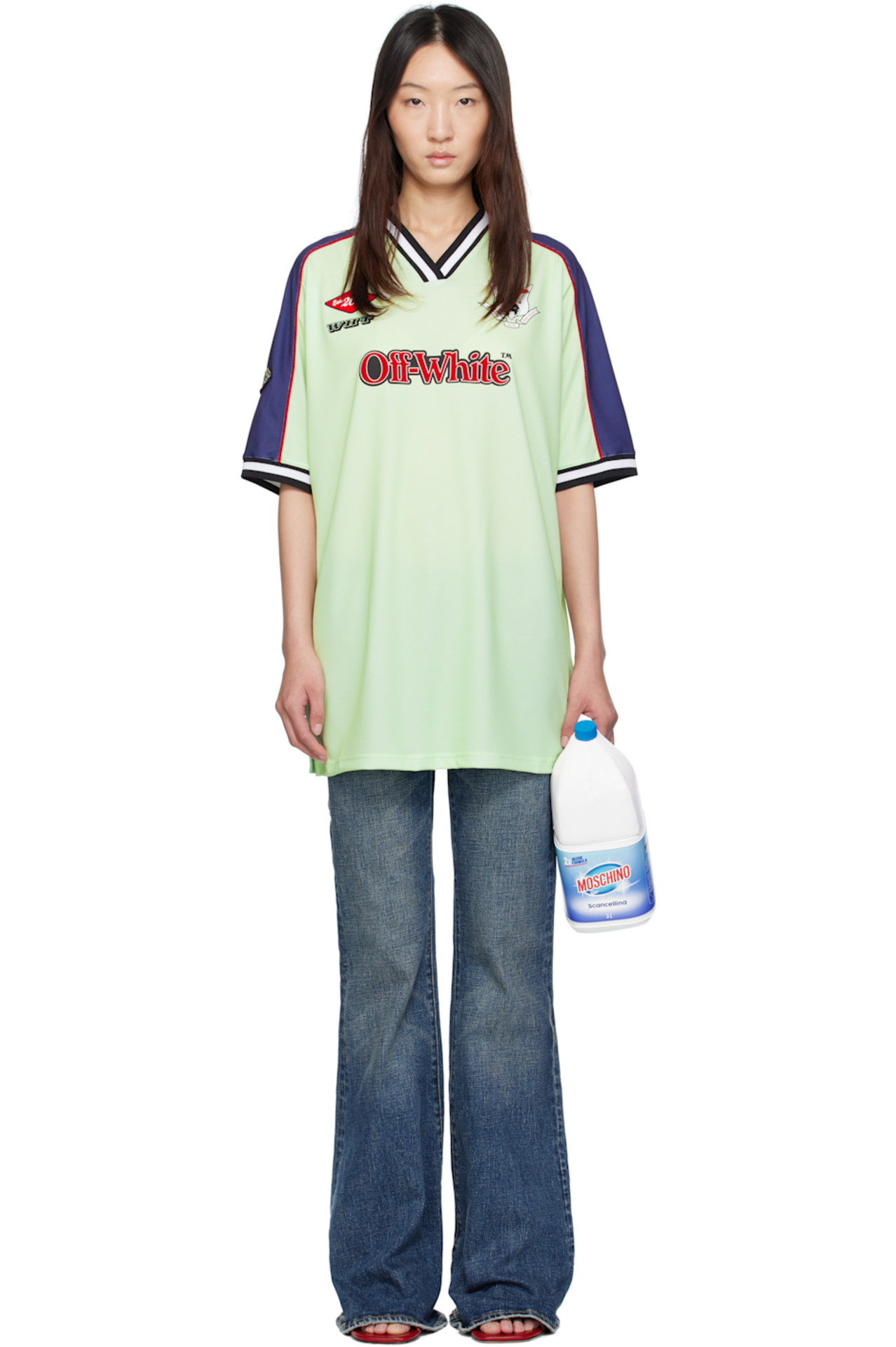 Off-White Green Soccer Minidress