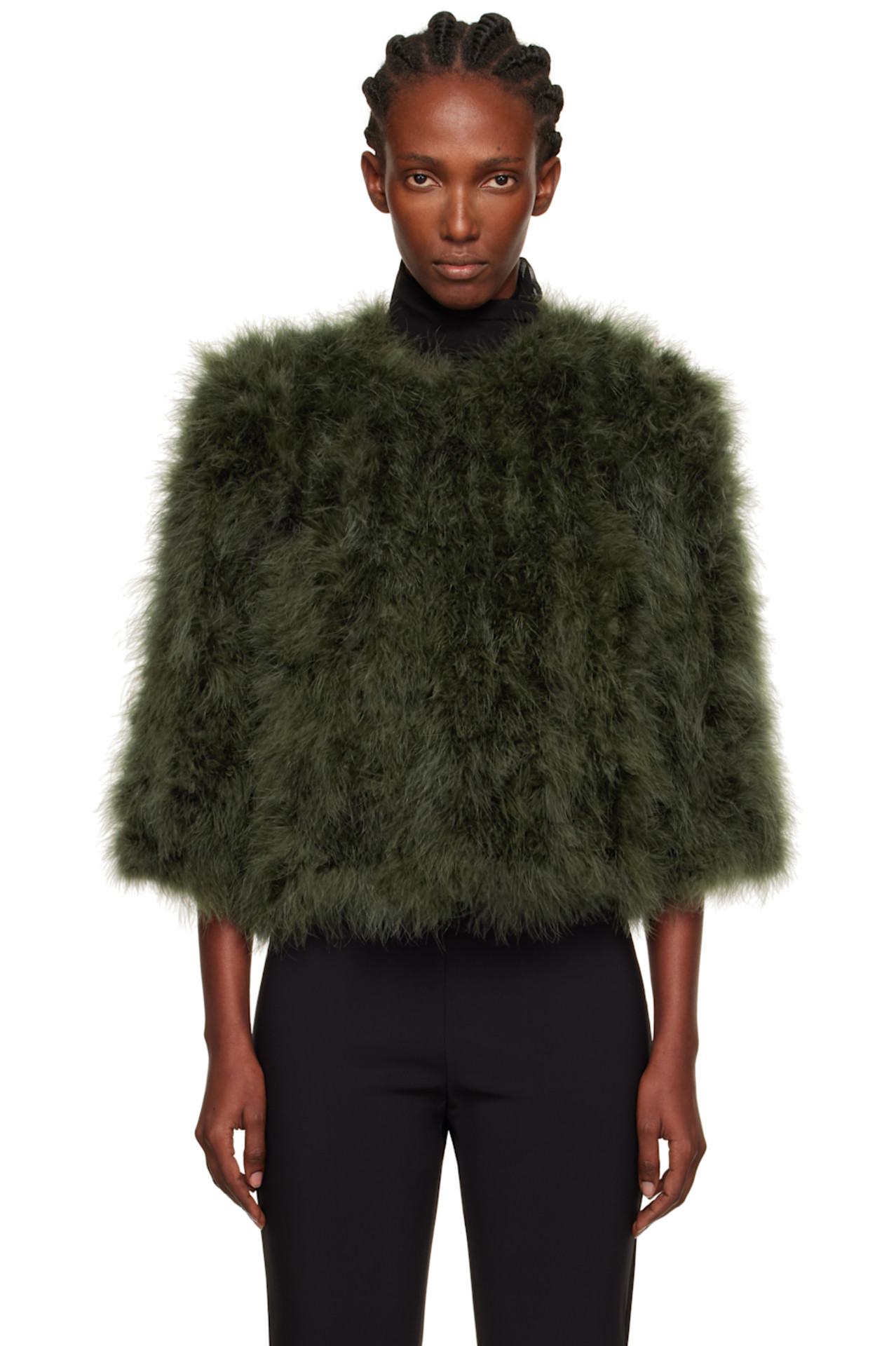 SSENSE Green Short Feather Jacket