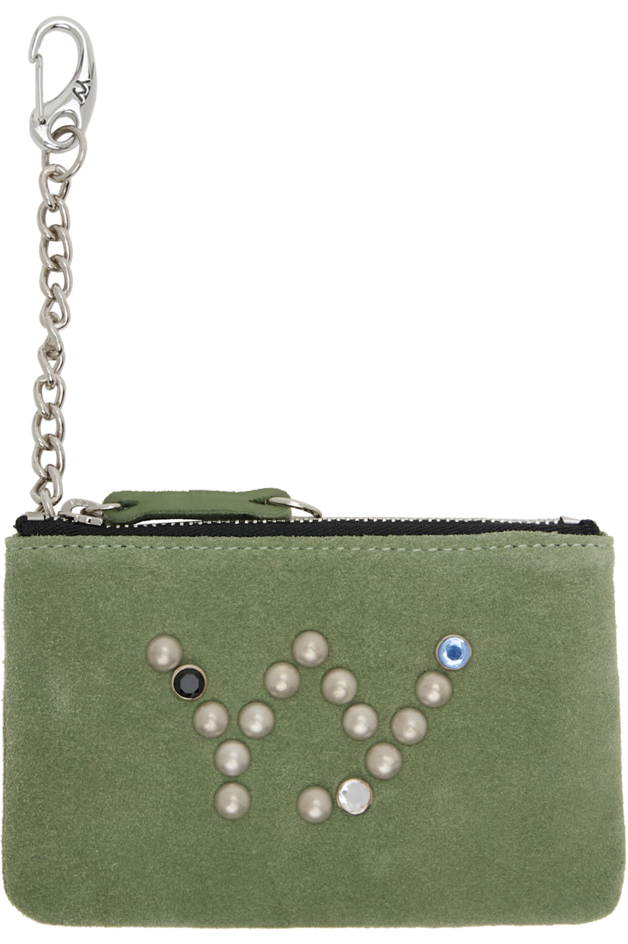 SSENSE Khaki Yy Suede Stud Chain Wallet