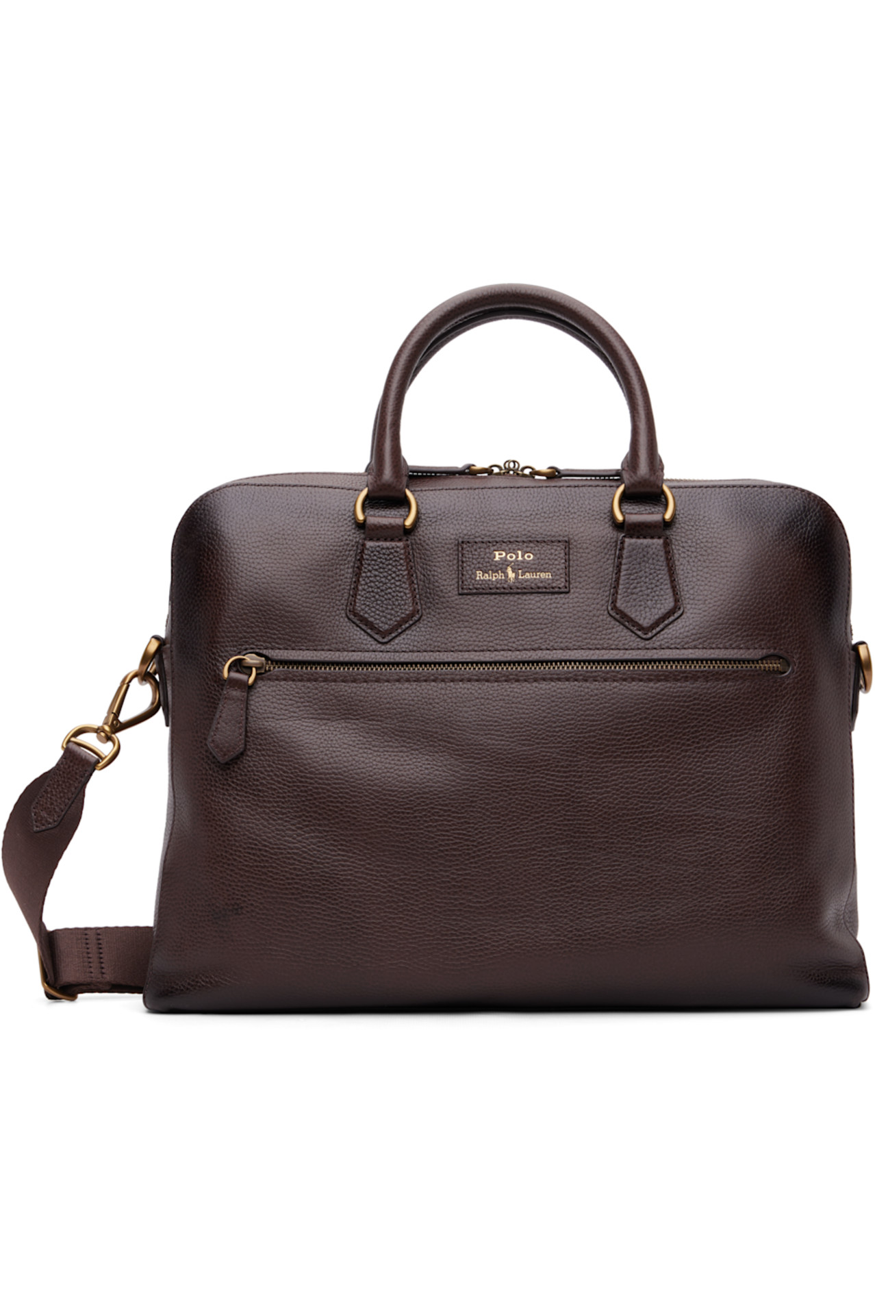 Polo Ralph Lauren Brown Pebbled Leather Commuter Briefcase