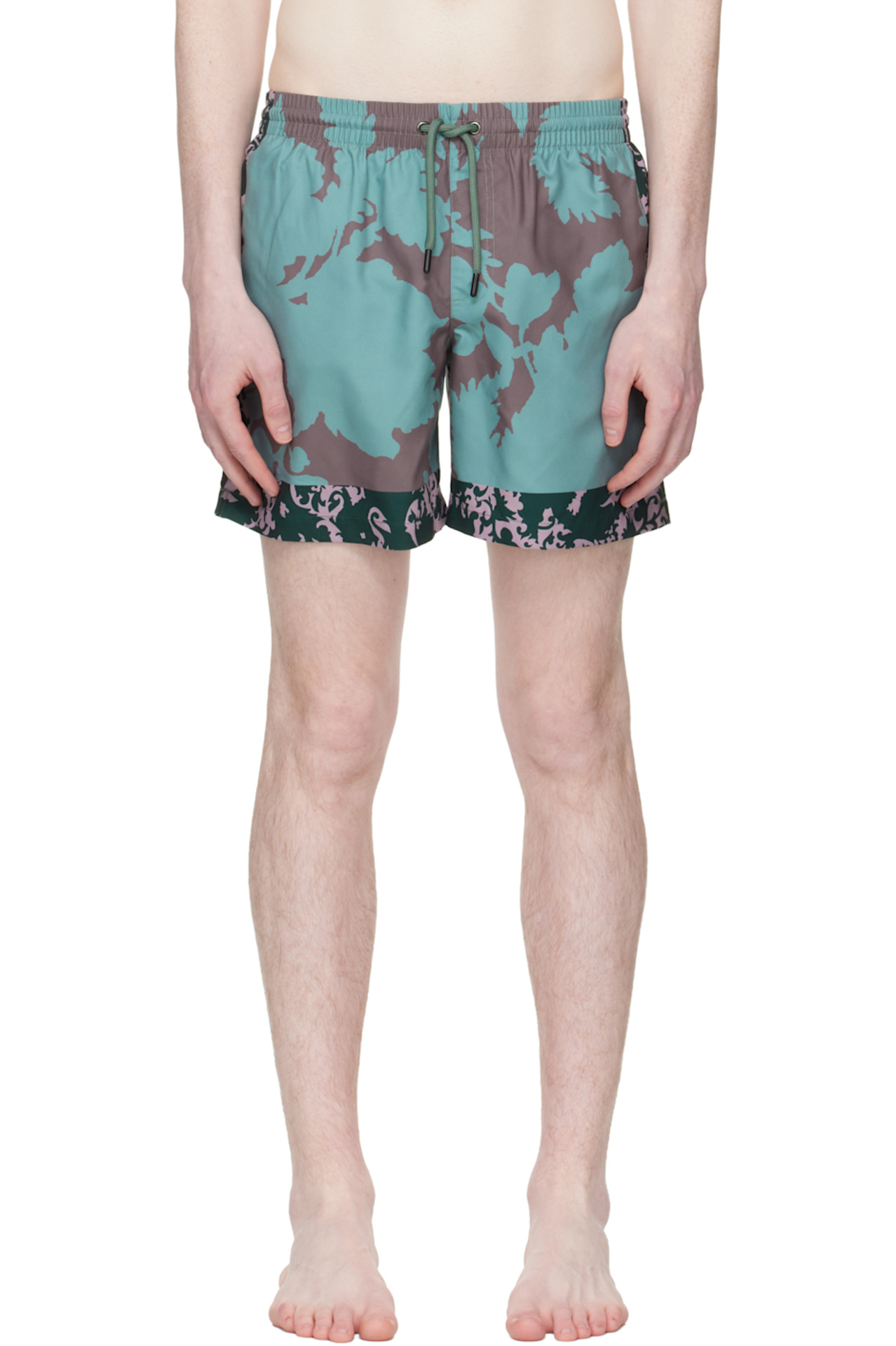 SSENSE Blue & Green Printed Swim Shorts