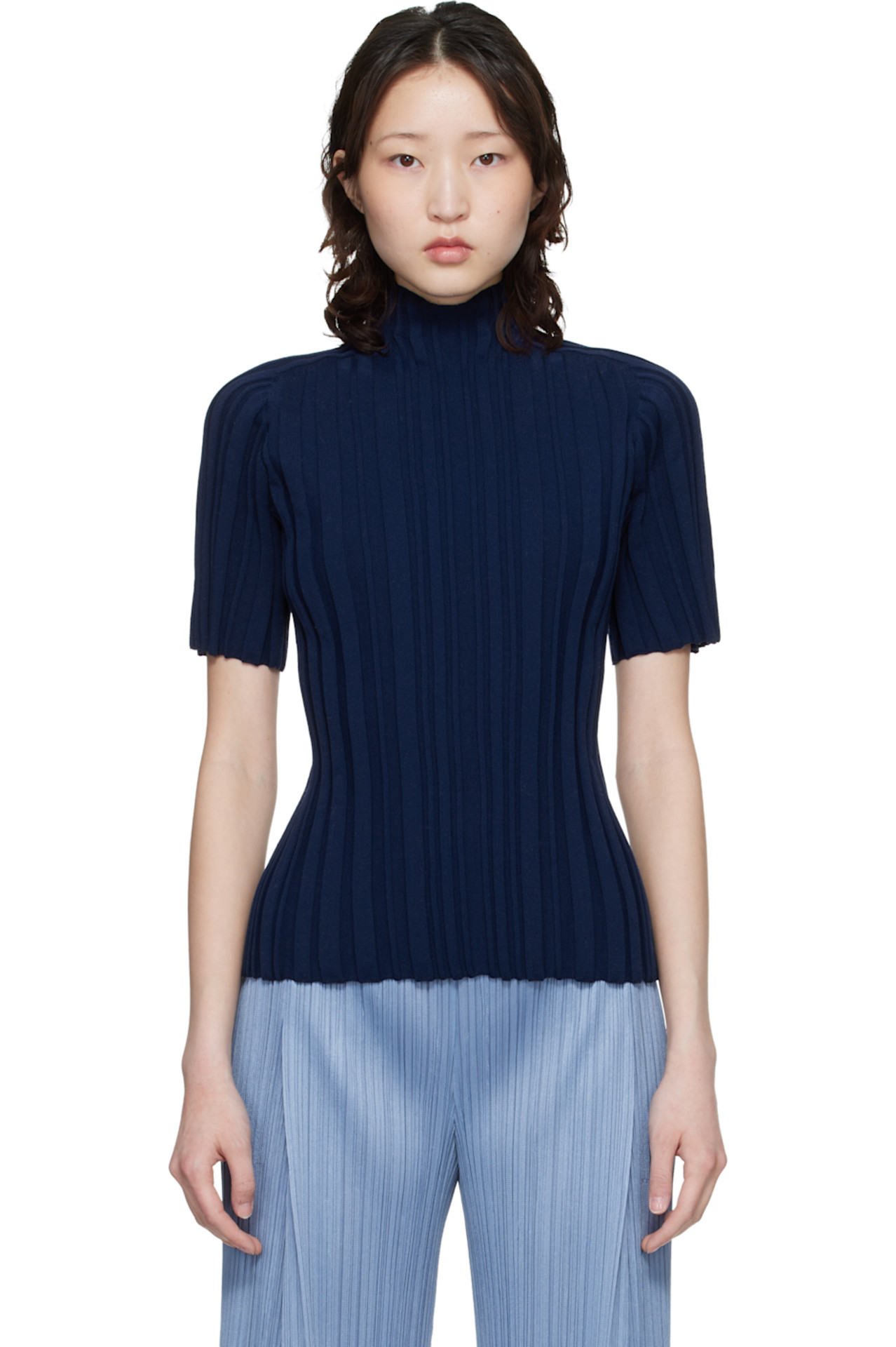 SSENSE Navy Rib Knit Turtleneck