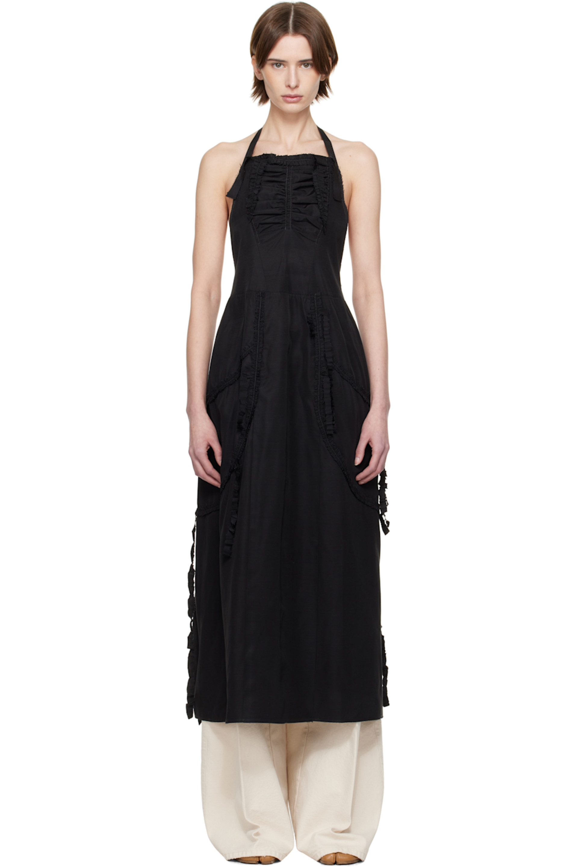 Black Apron Midi Dress