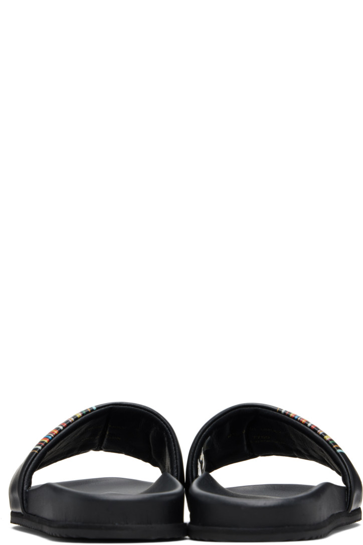 Paul Smith Black 'Signature Stripe' Leather Bellagio Slides — foto 2