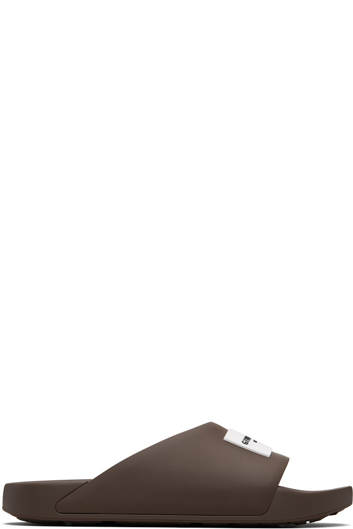 Givenchy Brown Rubber Label Mule Slides