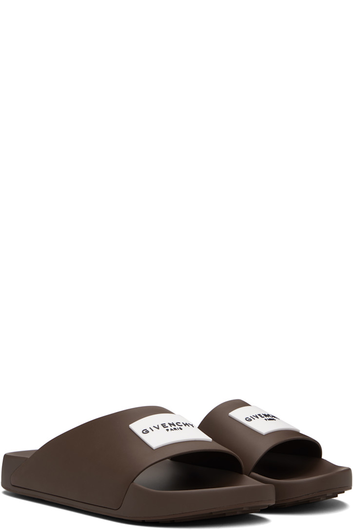 Givenchy Brown Rubber Label Mule Slides — foto 4