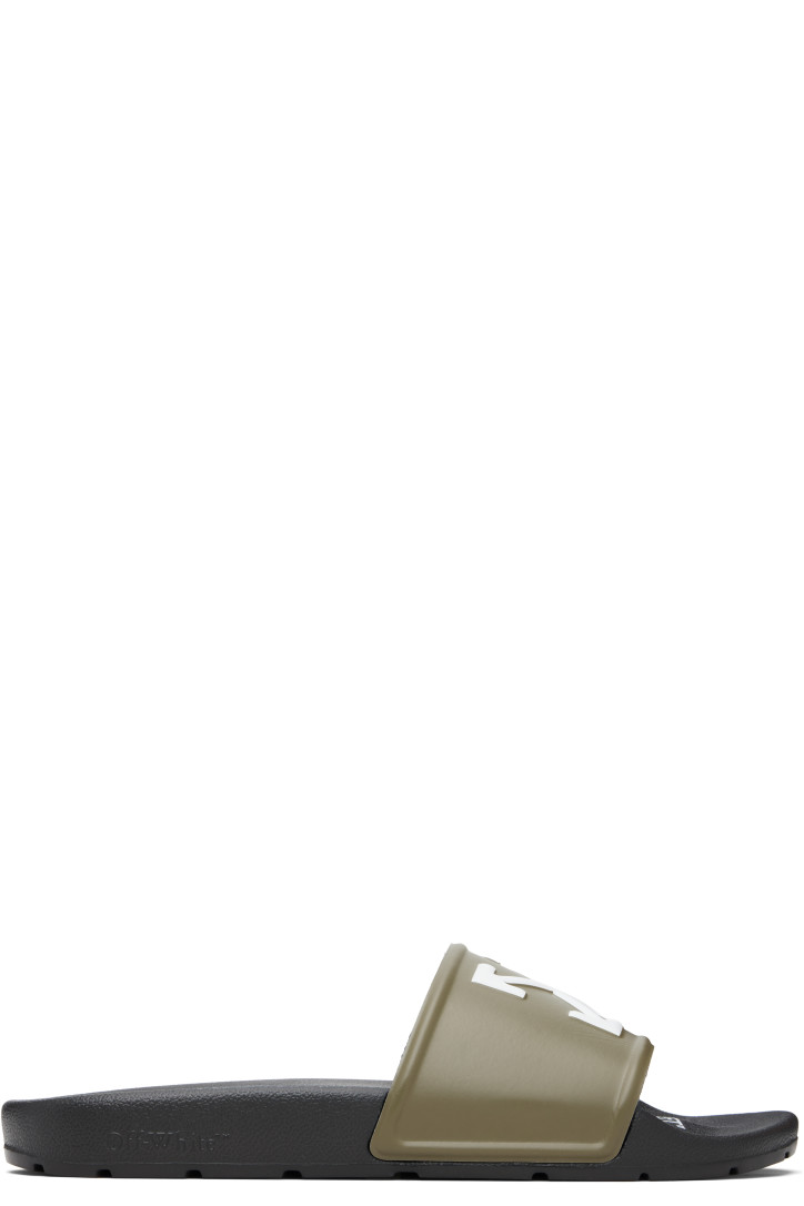 Off-White Black & Khaki Arrow Slides
