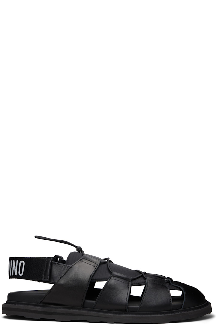 Moschino Black Sporty Sandals