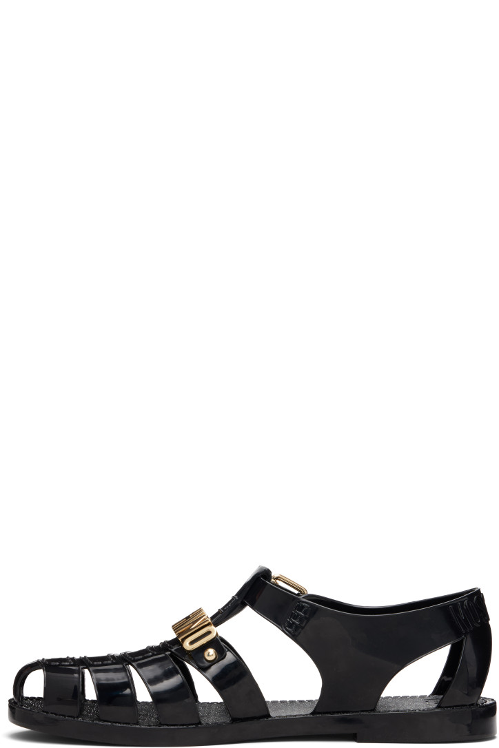 Moschino Black Jelly Logo Lettering Sandals — foto 3