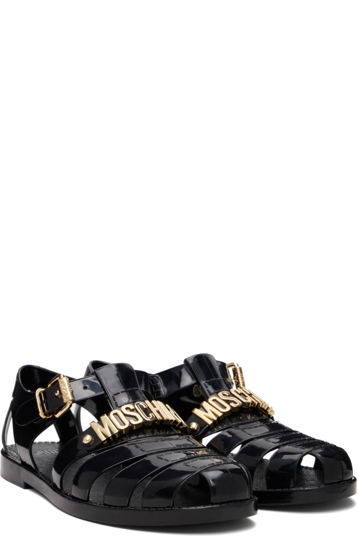 Moschino Black Jelly Logo Lettering Sandals — foto 4
