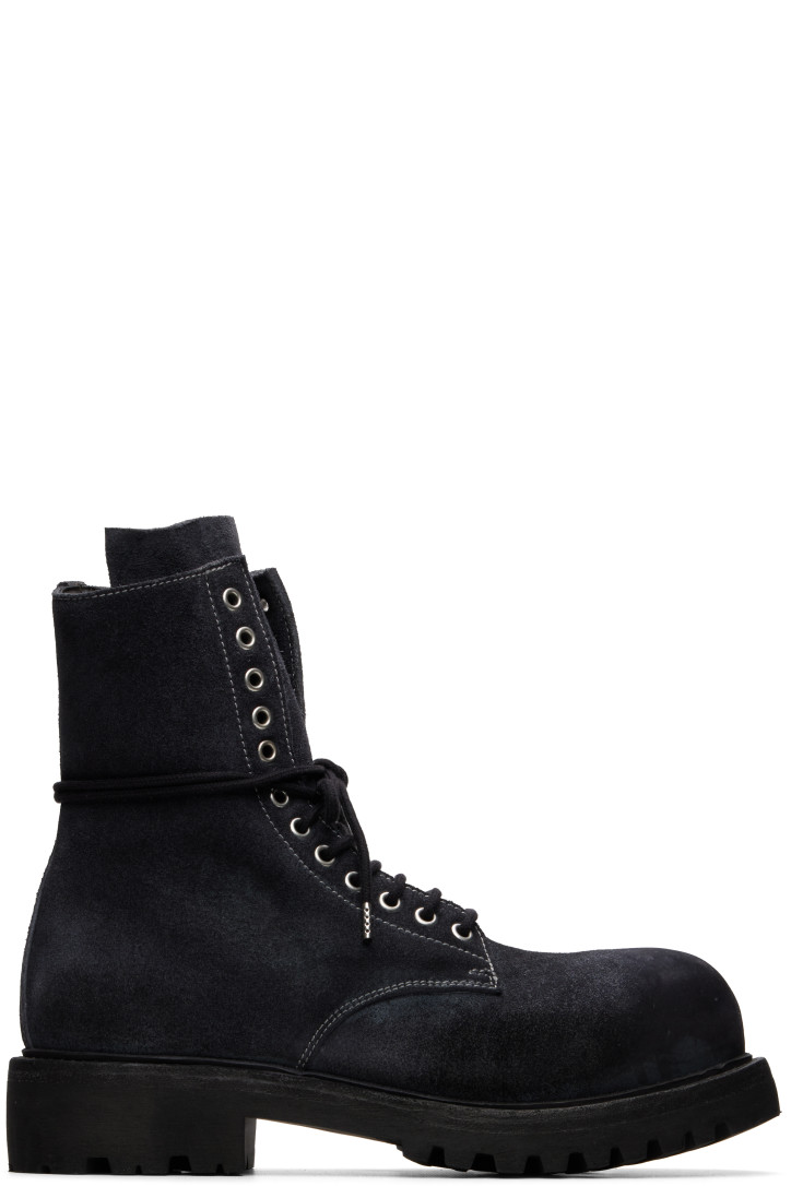 A Diciannoveventitre Black Fiore Prisma Combat Boots