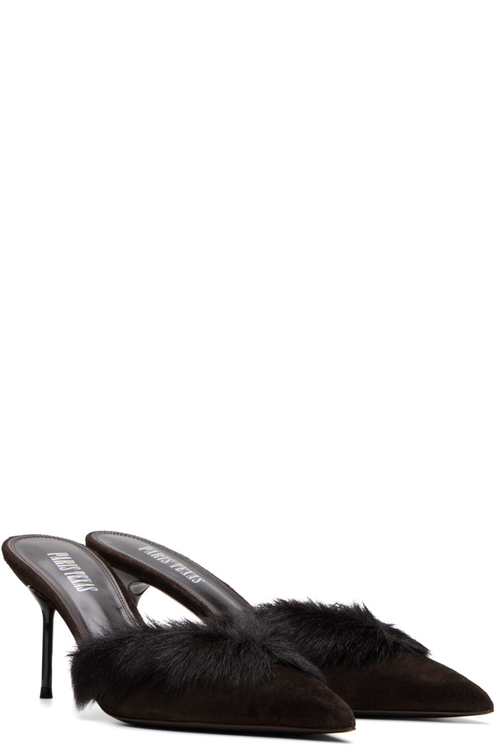 Paris Texas Brown Lidia 70mm Suede Mule Heels — photo 4