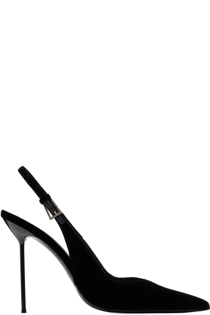 Paris Texas Black Lidia Buckle Slingback 105 Heels
