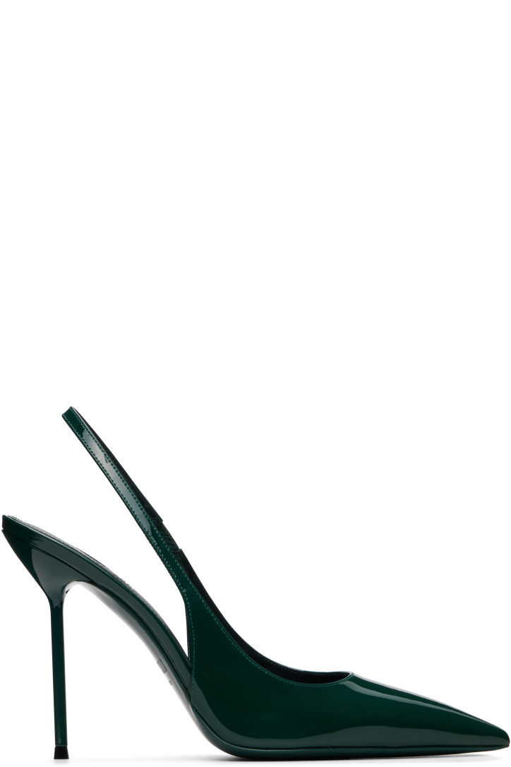 Paris Texas Green Lidia 105 Patent Slingback Heels