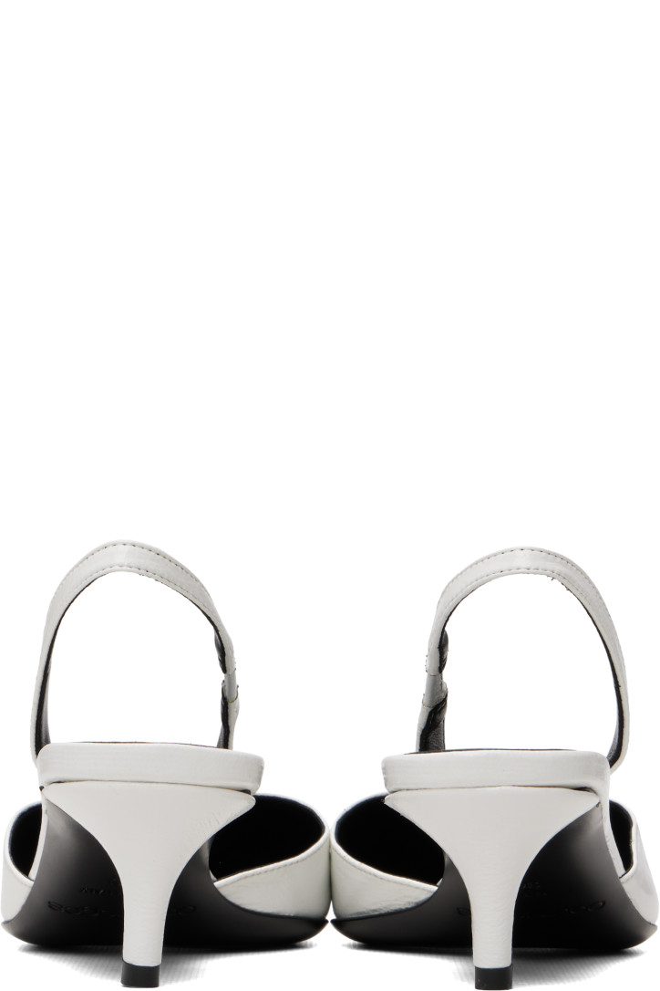 Courrèges White & Black Vinyl Toe Cap Slingback Heels — foto 2