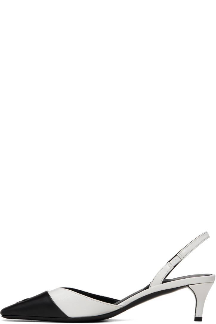 Courrèges White & Black Vinyl Toe Cap Slingback Heels — foto 3