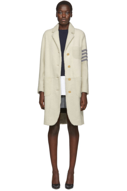 Thom Browne - Reversible White Shearling Coat