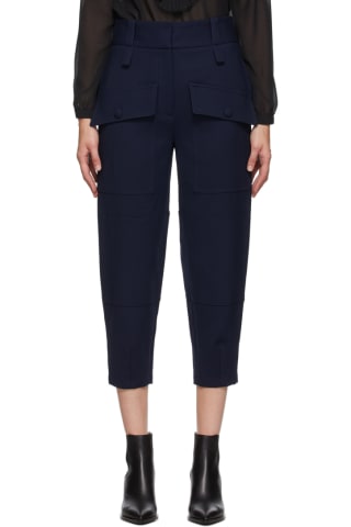 Stella McCartney Navy Wool Cecilia Front Pockets Trousers