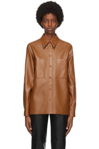Stella McCartney Tan Faux-Leather Hattie Shirt